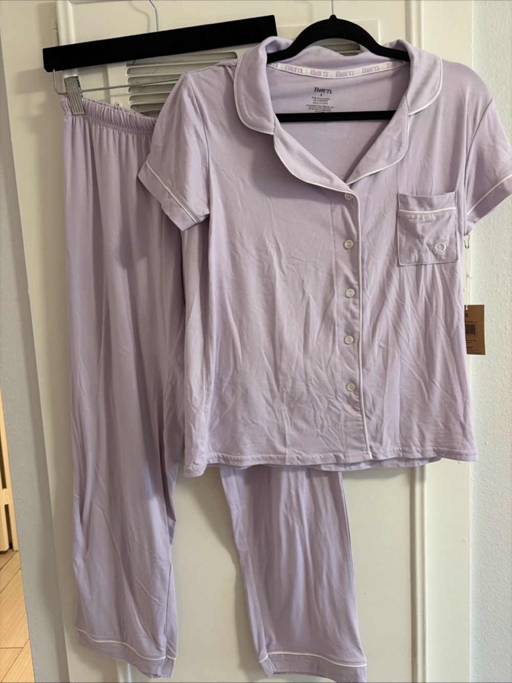 Born Lavender Short-Sleeve Pajama Set Pants Button Short Sleeve Shirt Soft S